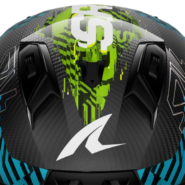Shark Aeron GP full-face racing helmet in Speed-Vibe DBG blue-green colourway