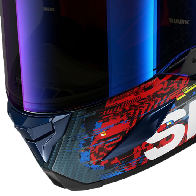 Shark Aeron GP FIM 2 full-face race helmet in Speed-Vib DBR red and blue colourway