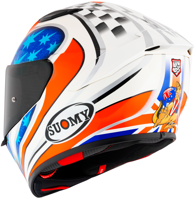 Suomy Track-1 full-face helmet in Troy Bayliss 2002 Replica gloss livery