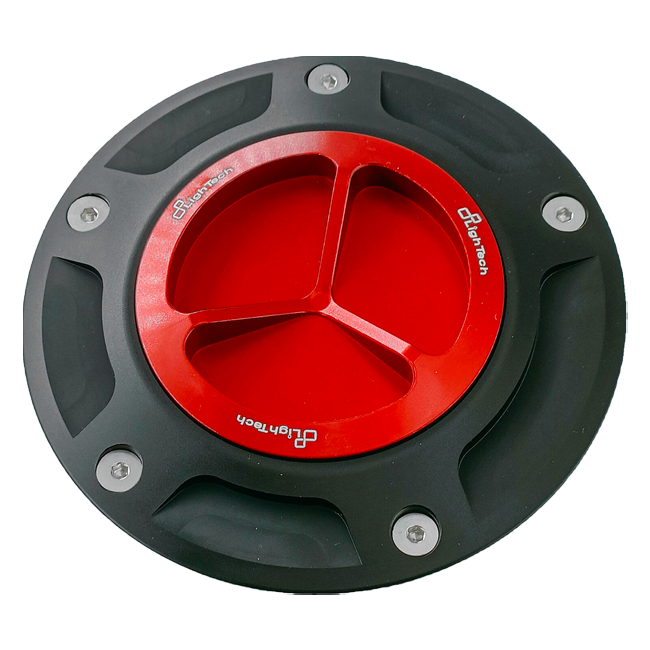 LighTech TFN229 aluminium screw fuel cap for Ducati Panigale 1199 in anodised red and black