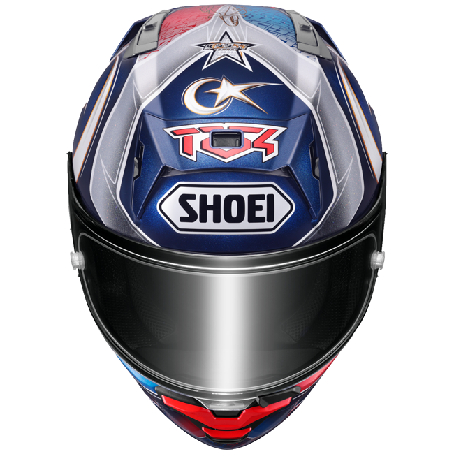 Shoei X-SPR PRO helmet in Toprak Razgatlıoğlu Replica 2025 gloss blue livery
