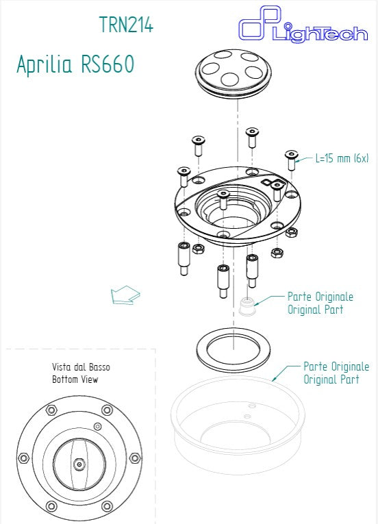 LighTech TRN229 CNC aluminium quick-release fuel cap for Ducati Panigale 1199, black anodised with red inner