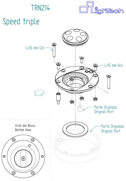 LighTech TRN214 aluminium fuel cap for Triumph Street Triple 765, black anodised with red inner accent