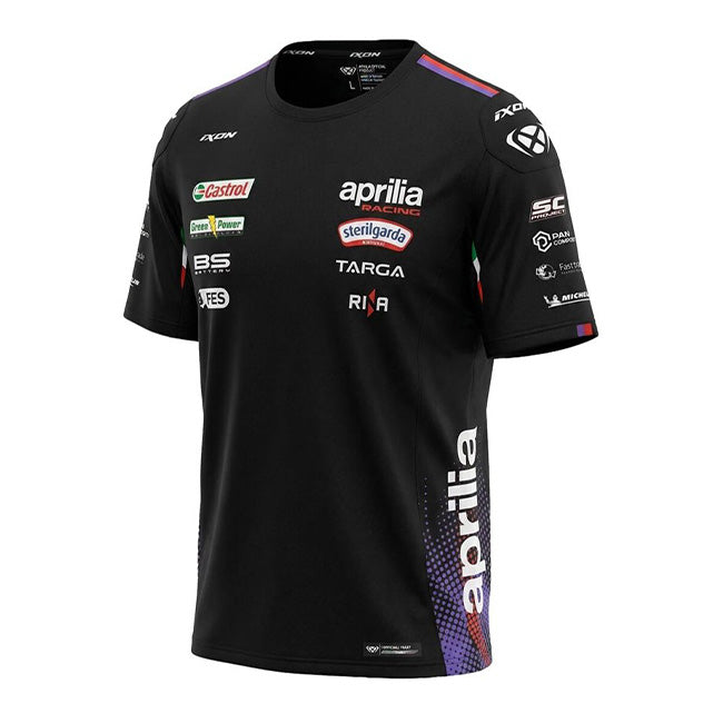 IXON TS1 Aprilia Racing Team 2026 men's replica T-shirt in black and fluo red