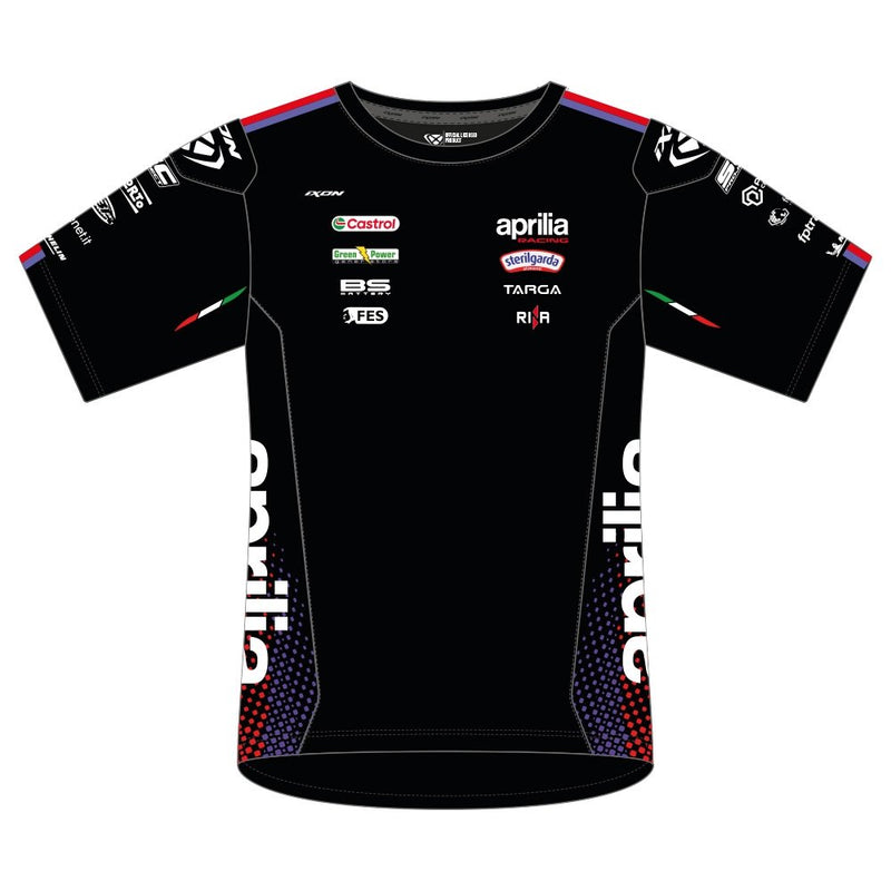 IXON Aprilia Racing Team Replica 2026 kids T-shirt in black and fluo red