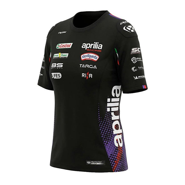 IXON TSL APRILIA 26 women's replica T-shirt in black and fluo red
