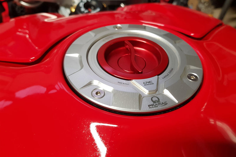 CNC Racing TS423PR Pramac Racing Limited Edition quick-release fuel cap for Ducati Panigale V4