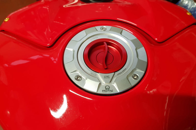 CNC Racing TS423PR Pramac Racing Limited Edition quick-release fuel cap for Ducati Panigale V4