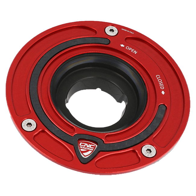 CNC Racing TSB01 carbon fuel cap with Ergal aluminium flange for Ducati Panigale V4