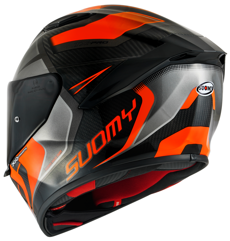 Suomy TX-Pro full-face carbon helmet in Advance Orange Fluo high-gloss finish