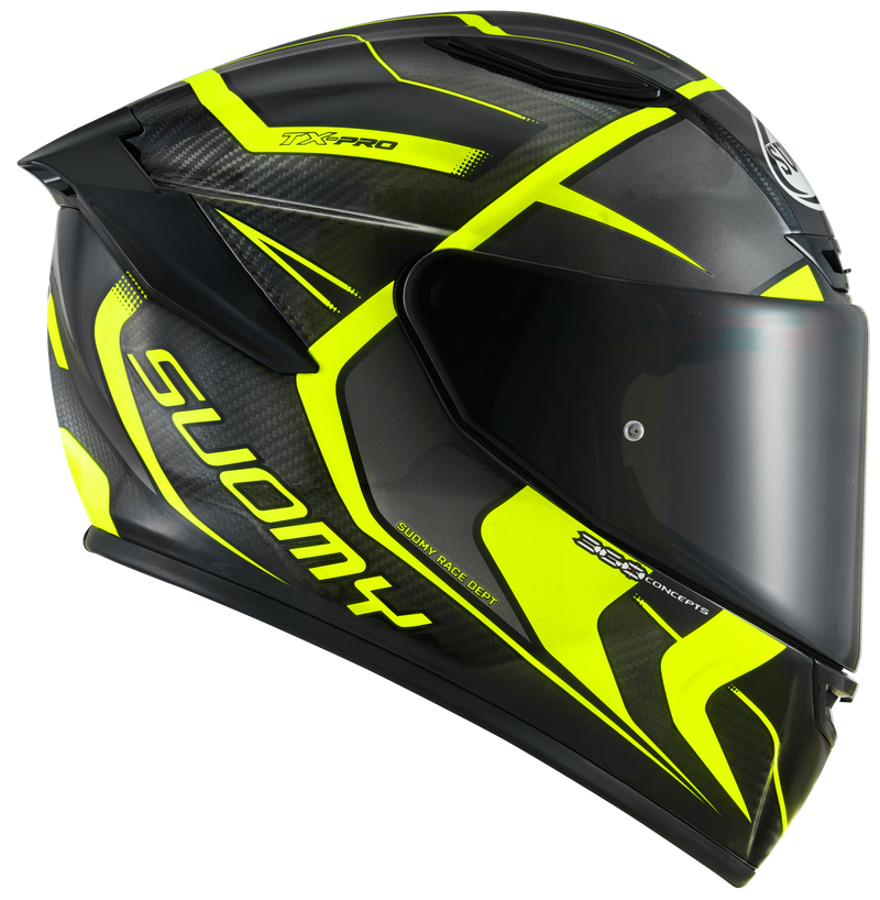 Suomy TX-Pro full-face carbon helmet in Advance Yellow Fluo finish