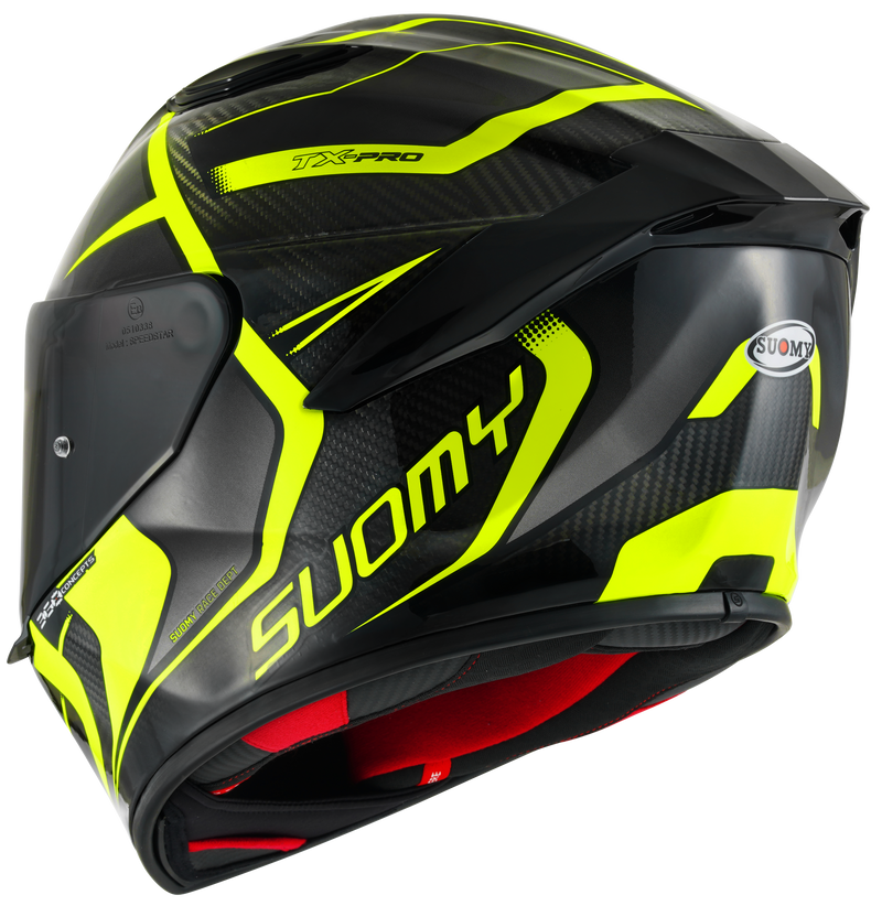 Suomy TX-Pro full-face carbon helmet in Advance Yellow Fluo finish