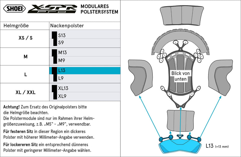 Shoei Neck Roll L13 Type-P interior pad for X-SPR Pro helmet