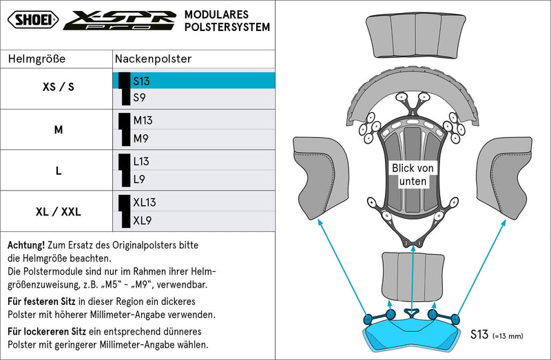 Shoei S13 Type-P neck pad for X-SPR Pro helmet