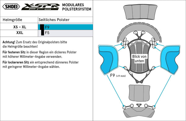 Shoei Side Head Pad F9 Type-P for X-SPR Pro helmet interior
