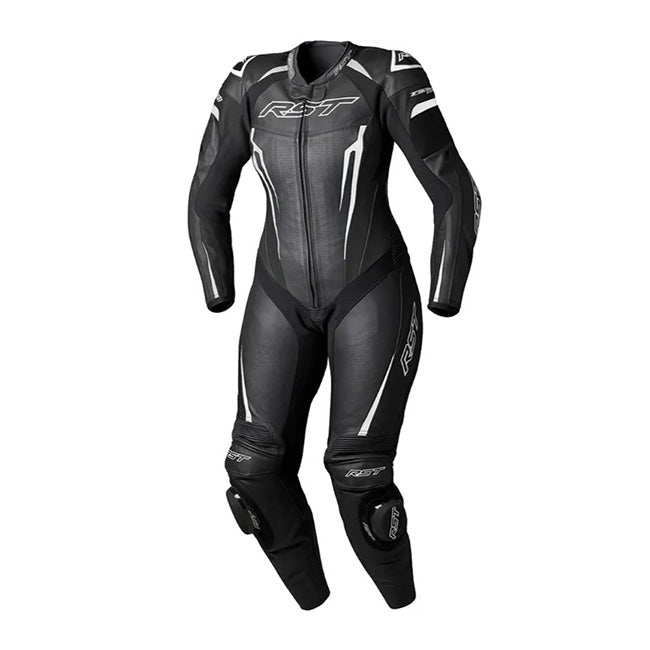 RST Tractech EVO D3O women's one-piece leather race suit in black, perforated panels