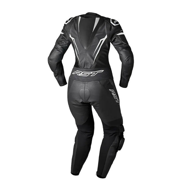 RST Tractech EVO D3O women's one-piece leather race suit in black, perforated panels