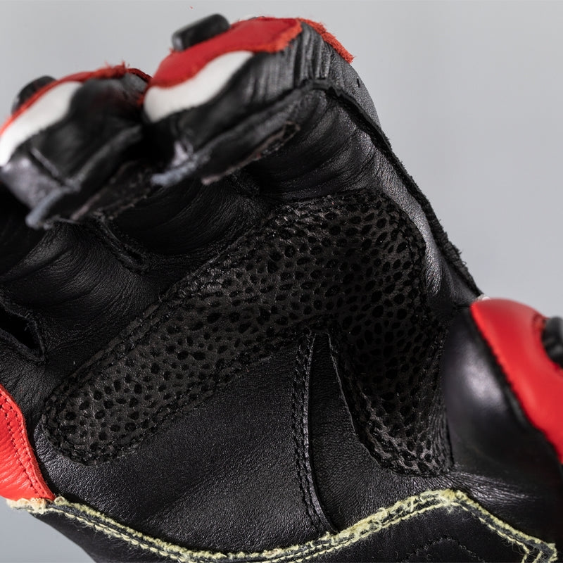 RST Tractech Evo 4 men's motorcycle leather gloves in Red, White and Black
