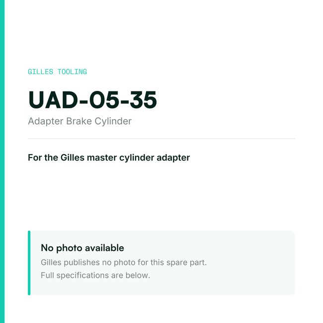 Gilles Adapter Brake Cylinder – UAD-05-35, data card, no manufacturer photo available