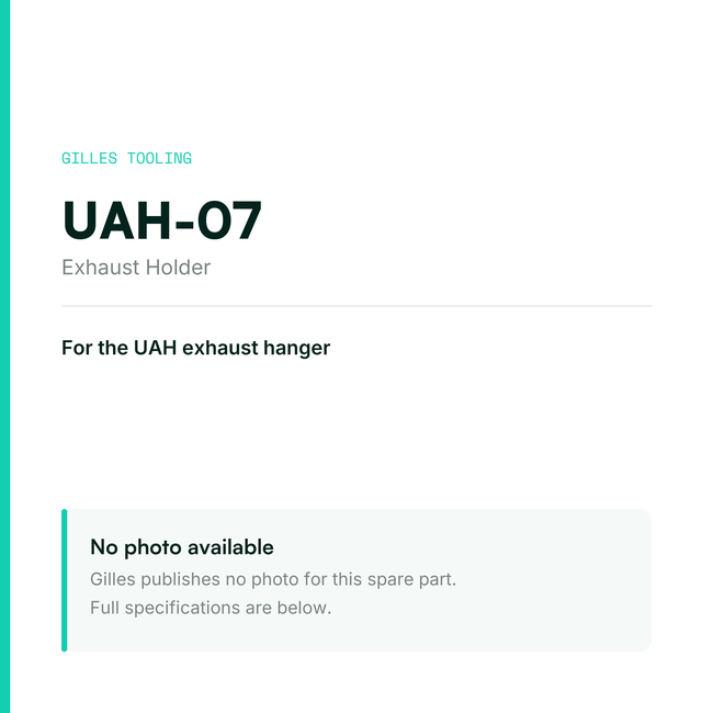 Gilles Exhaust Holder – UAH-07, data card, no manufacturer photo available