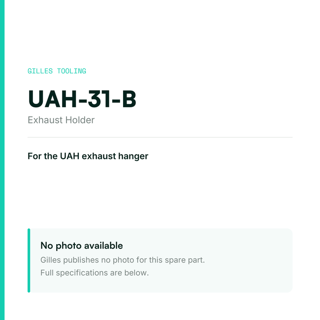 Gilles Exhaust Holder – UAH-31-B, data card, no manufacturer photo available