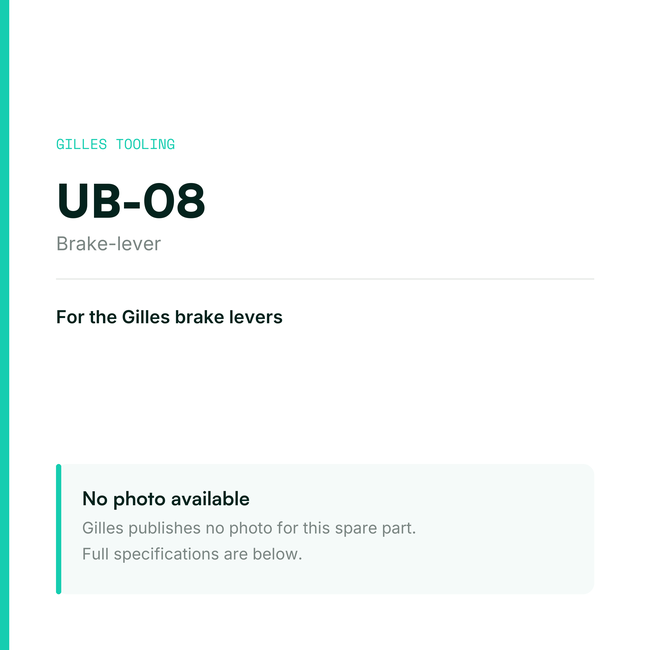 Gilles Brake-lever – UB-08, data card, no manufacturer photo available