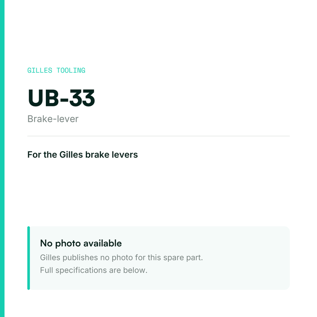 Gilles Brake-lever – UB-33, data card, no manufacturer photo available