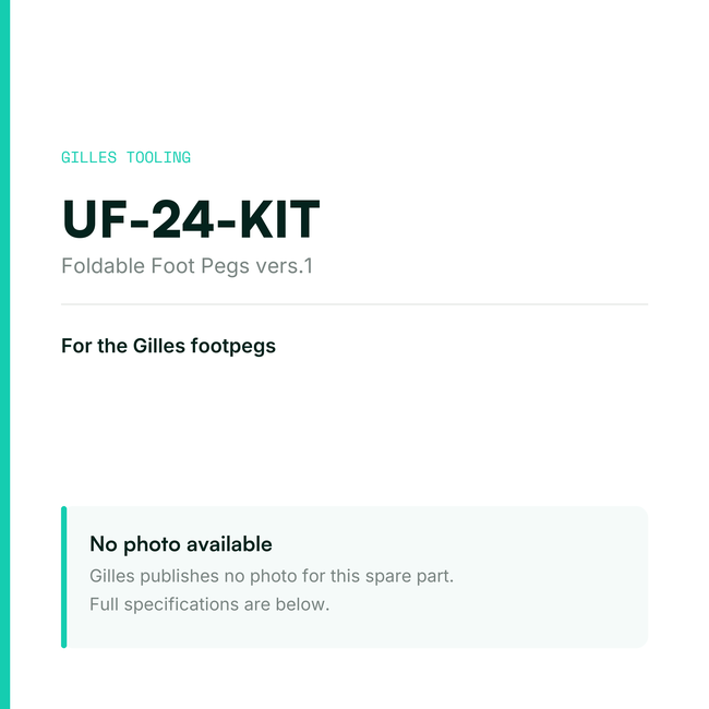 Gilles Foldable Foot Pegs vers.1 – UF-24-KIT, data card, no manufacturer photo available