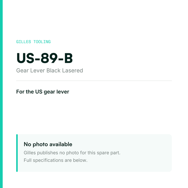 Gilles Gear Lever Black Lasered – US-89-B, data card, no manufacturer photo available