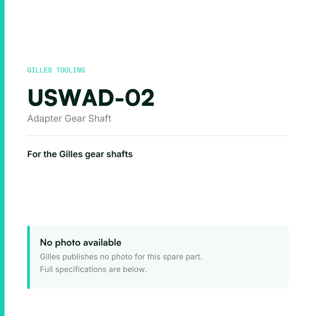 Gilles Adapter Gear Shaft – USWAD-02, data card, no manufacturer photo available