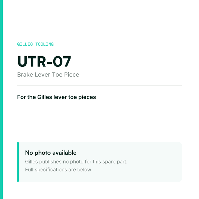 Gilles Brake Lever Toe Piece – UTR-07, data card, no manufacturer photo available