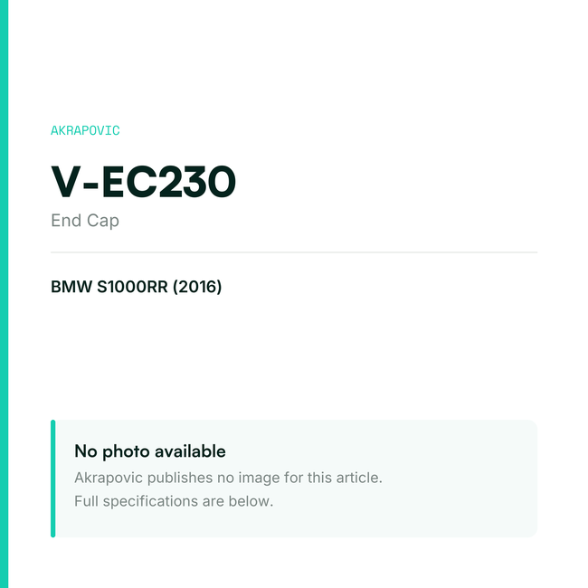 Akrapovic End Cap V-EC230 — placeholder, no manufacturer photo available