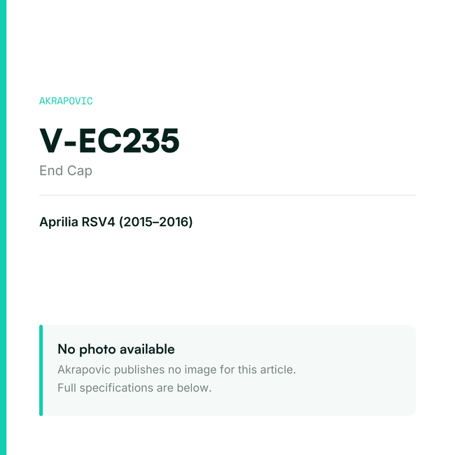 Akrapovic End Cap V-EC235 — placeholder, no manufacturer photo available