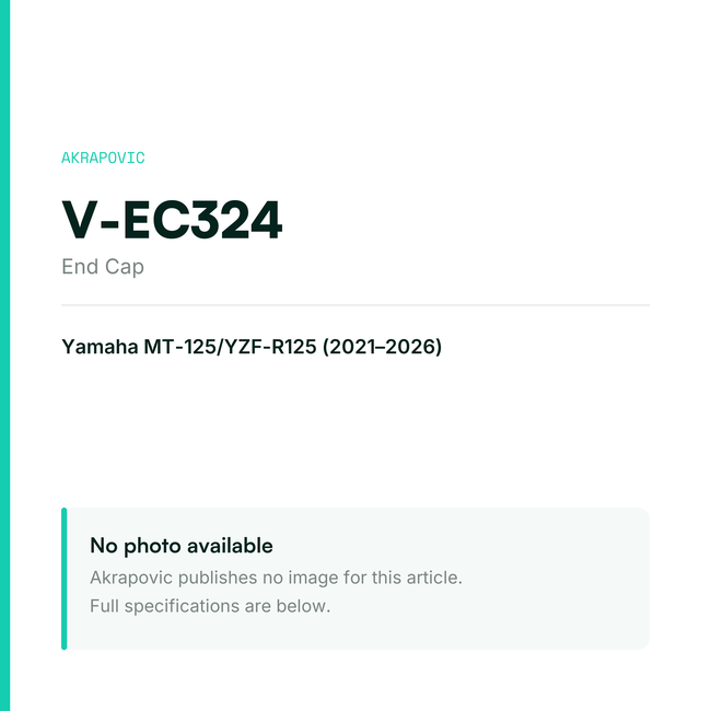 Akrapovic End Cap V-EC324 — placeholder, no manufacturer photo available