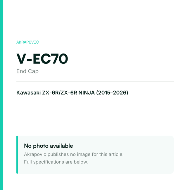 Akrapovic End Cap V-EC70 — placeholder, no manufacturer photo available