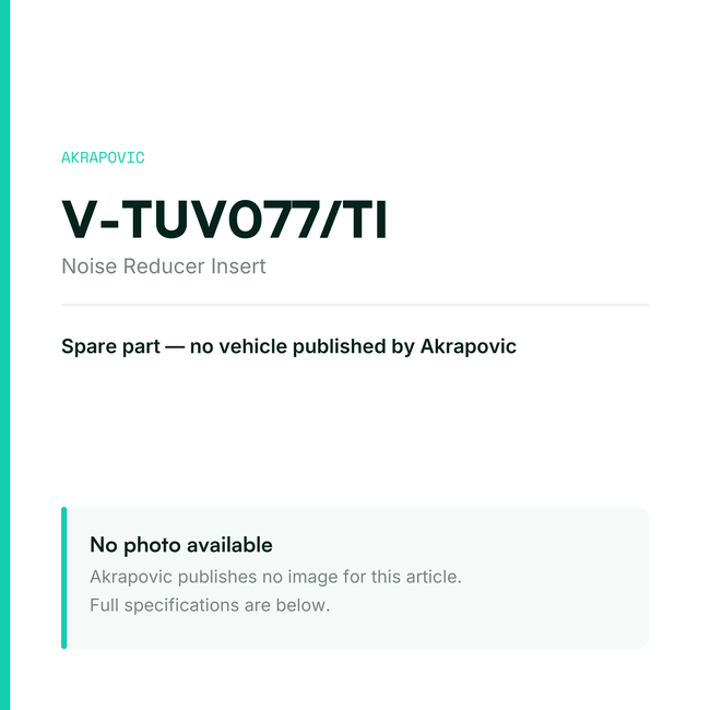 Akrapovic Noise Reducer Insert V-TUV077/TI — placeholder, no manufacturer photo available