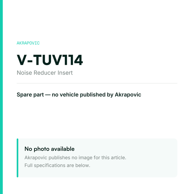 Akrapovic Noise Reducer Insert V-TUV114 — placeholder, no manufacturer photo available