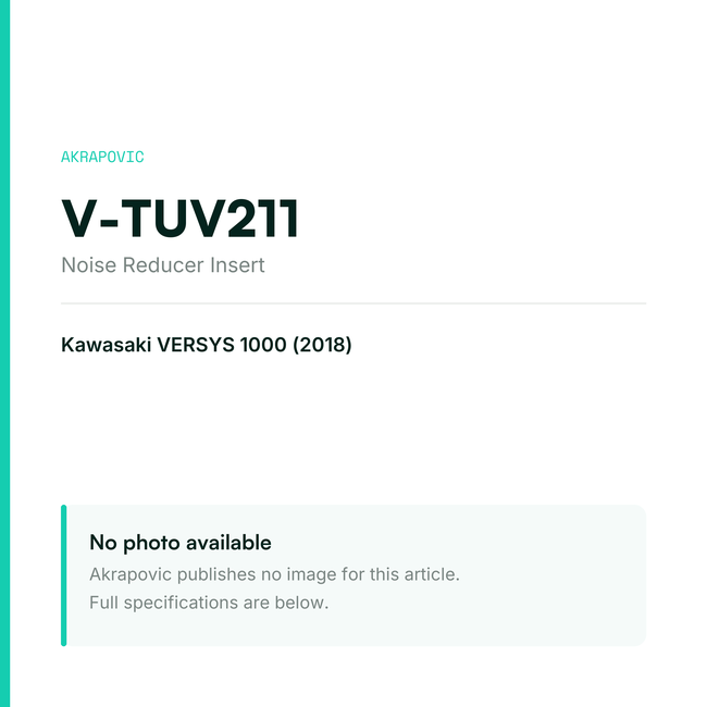 Akrapovic Noise Reducer Insert V-TUV211 — placeholder, no manufacturer photo available