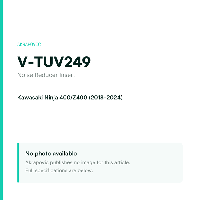 Akrapovic Noise Reducer Insert V-TUV249 — placeholder, no manufacturer photo available