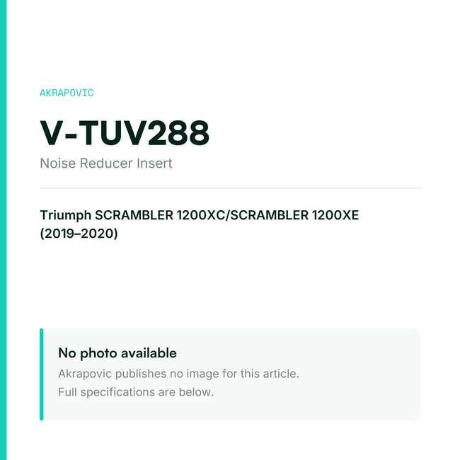 Akrapovic Noise Reducer Insert V-TUV288 — placeholder, no manufacturer photo available