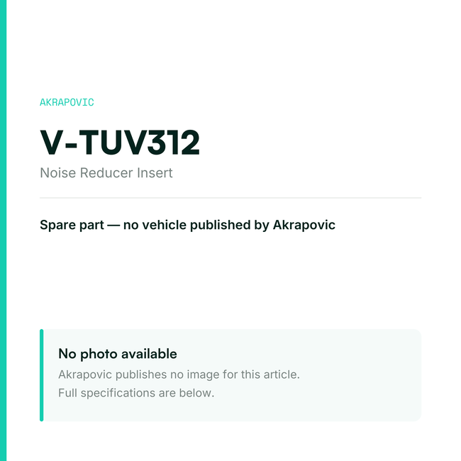 Akrapovic Noise Reducer Insert V-TUV312 — placeholder, no manufacturer photo available