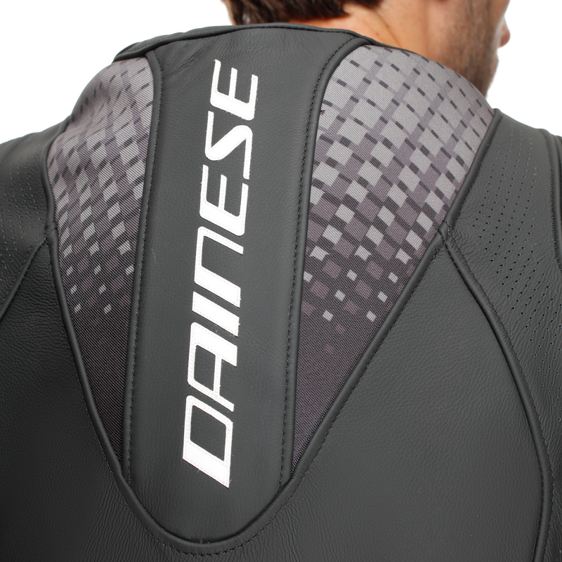 Dainese Laguna Seca 6 one-piece perforated leather race suit in Black and White