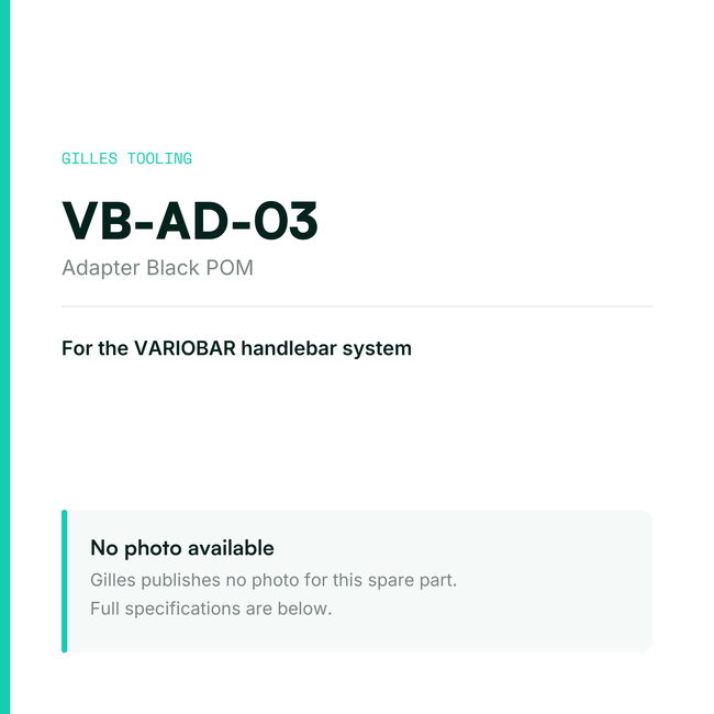 Gilles Adapter Black POM – VB-AD-03, data card, no manufacturer photo available
