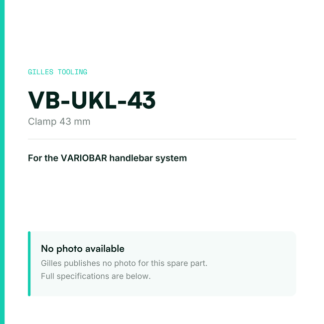 Gilles Clamp 43 mm – VB-UKL-43, data card, no manufacturer photo available