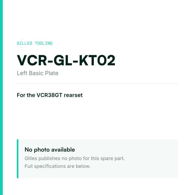 Gilles Left Basic Plate – VCR-GL-KT02, data card, no manufacturer photo available