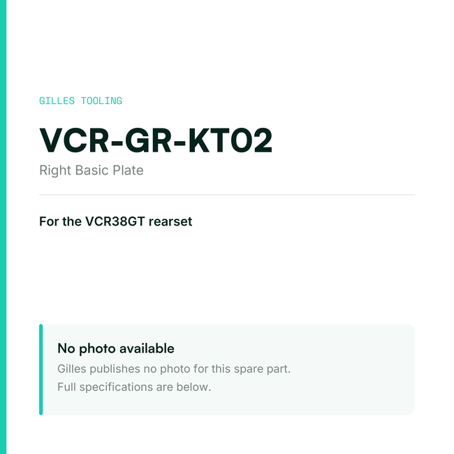 Gilles Right Basic Plate – VCR-GR-KT02, data card, no manufacturer photo available