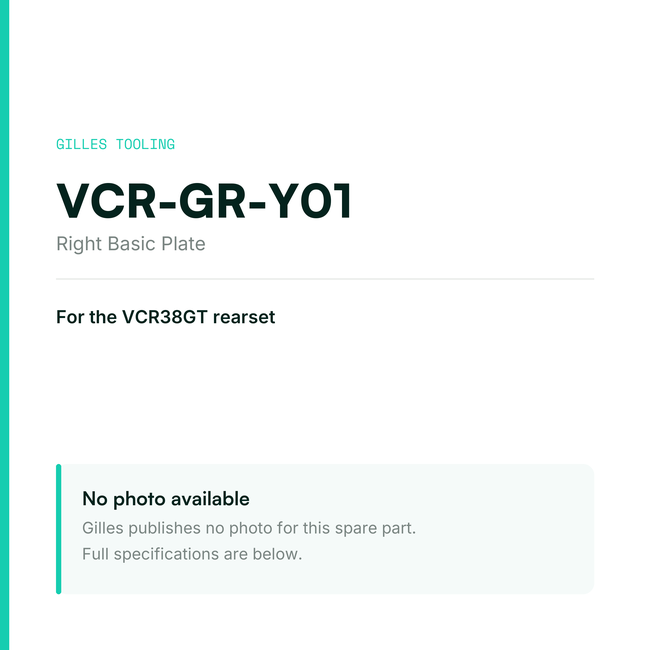 Gilles Right Basic Plate – VCR-GR-Y01, data card, no manufacturer photo available