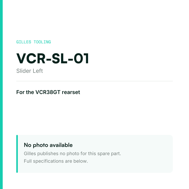 Gilles Slider Left – VCR-SL-01, data card, no manufacturer photo available