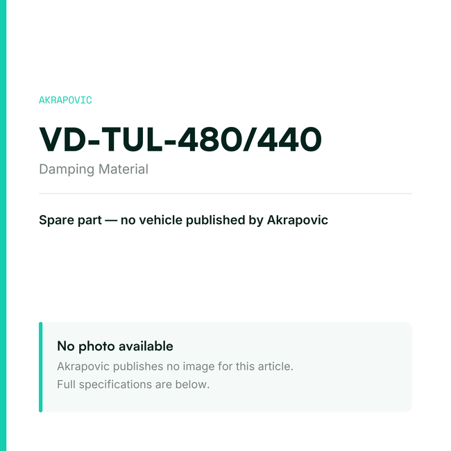 Akrapovic Damping Material VD-TUL-480/440 — placeholder, no manufacturer photo available