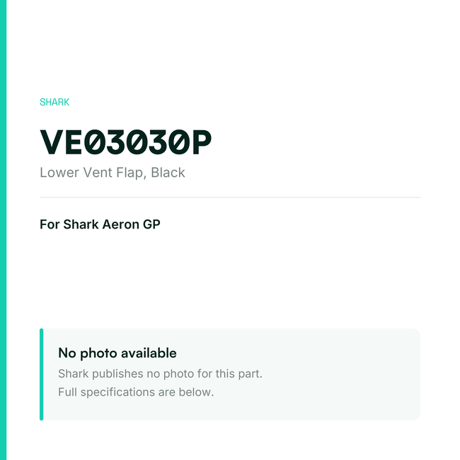 Shark Lower Vent Flap for Aeron GP – Black – VE03030P — placeholder, no manufacturer photo available